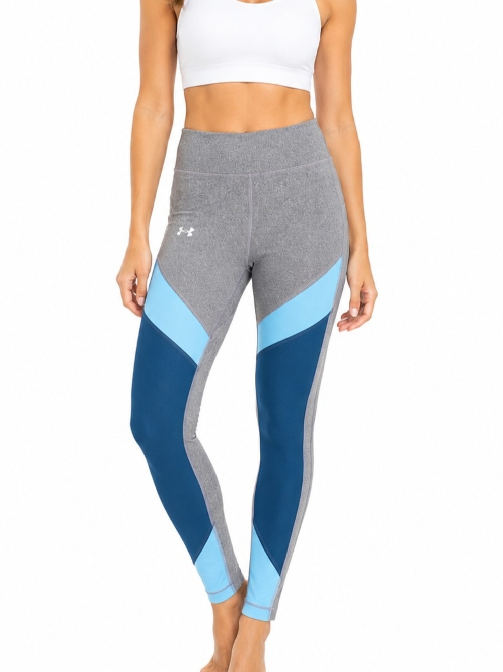 Under Armour Gray & Blue Ankle Crop Performance Leggings NWT